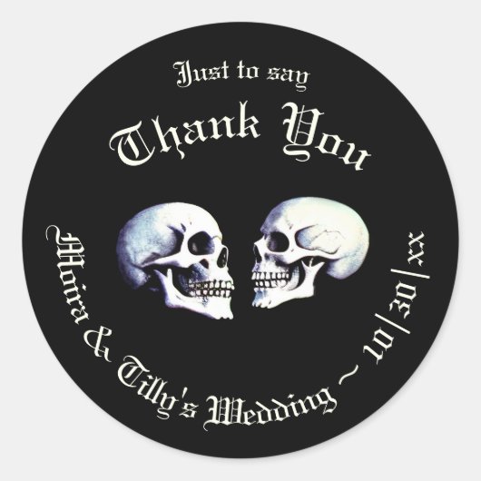 ゴシックパープル踊り骨格結婚式の引き出物 ラウンドシール (正面)