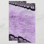 ゴシックパープル グランジブラックレース ウェディングメニュー メニュー (正面/裏面)