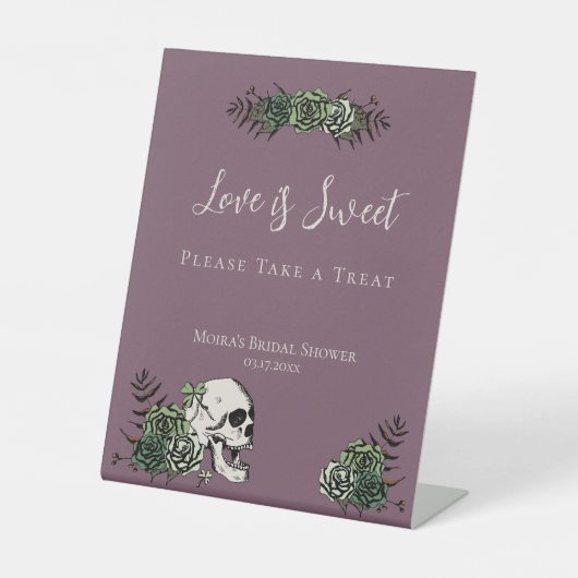 ゴシックパープル スカル ローズ ウェディングシャワー フェイバーズ サイン (正面)
