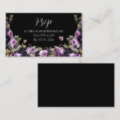 ゴシックパープル&ブラックムーディーズ花模様クインセアニラ エンクロージャーカード (正面/裏面)