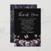 ゴシックパープル&ブラックムーディーズ花模様クインセアニラ サンキューカード (正面/裏面)