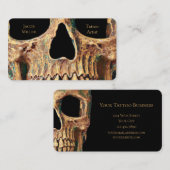 ゴシックヒトスカル顔ブラウングリーンタトゥーショップ 名刺 (正面/裏面)