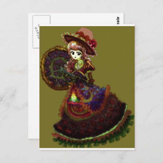 ゴシックビクトリアンアニメバンパイア中世ヴィンテージ ポストカード (正面/裏面)