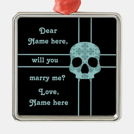 ゴシックビクトリアンダマスクスカル結婚提案 メタルオーナメント (正面)