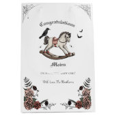 ゴシックビクトリアンロッキングホース女の子ベビーシャワー ミディアムペーパーバッグ (正面)