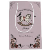 ゴシックビクトリアンロッキングホース女の子ベビーシャワー ミディアムペーパーバッグ (正面)