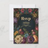ゴシックビクトリアンヴィンテージガーデンフローラ結婚ズ 出欠カード (正面)