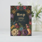 ゴシックビクトリアンヴィンテージガーデンフローラ結婚ズ 出欠カード (スタンド正面)