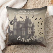 ゴシックビクトリアンヴィンテージドラキュラと城 クッション (ブランケット)