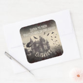 ゴシックビクトリアンヴィンテージドラキュラキャッスルハロウィーン スクエアシール (封筒)