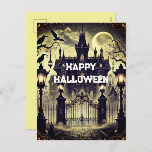 ゴシックビクトリアンヴィンテージハッピーハローウィン シーズンポストカード (正面/裏面)