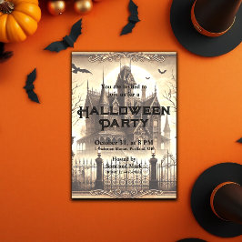 ゴシックビクトリアンヴィンテージ怖いハロウィーン 招待状