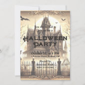 ゴシックビクトリアンヴィンテージ怖いハロウィーン 招待状 (正面)