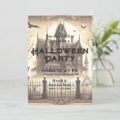 ゴシックビクトリアンヴィンテージ怖いハロウィーン 招待状 (スタンド正面)