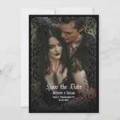 ゴシックビクトリアン写真の結婚式の日付を保存 招待状 (正面)