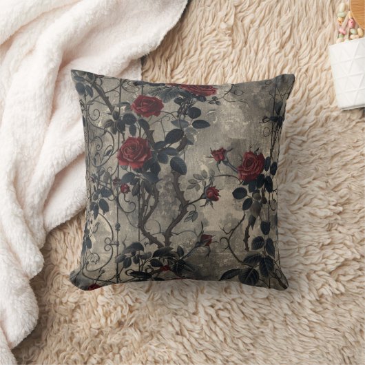 ゴシックビクトリアン園バラパターン クッション (ブランケット)