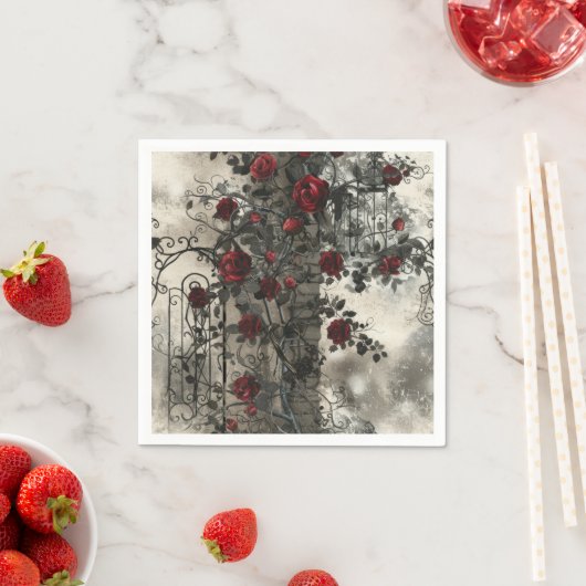 ゴシックビクトリアン園バラパターン スタンダードカクテルナプキン (インサイチュ)