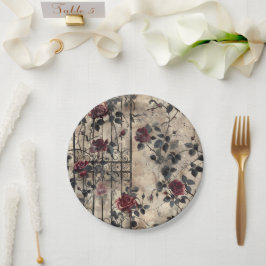 ゴシックビクトリアン園バラパターン ペーパープレート