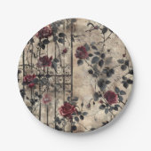 ゴシックビクトリアン園バラパターン ペーパープレート (正面)