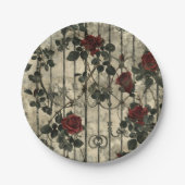 ゴシックビクトリアン園バラパターン ペーパープレート (正面)