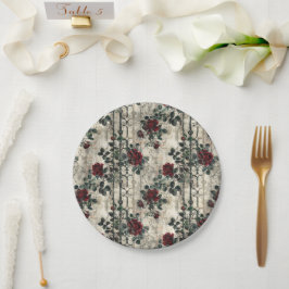 ゴシックビクトリアン園バラパターン ペーパープレート