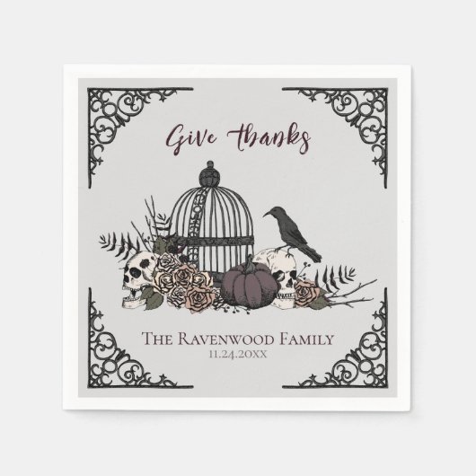 ゴシックビクトリアン感謝祭与え感謝してい スタンダードカクテルナプキン (正面)