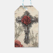 ゴシックビクトリアン様式のバラと十字架 ギフトタグ (裏面)