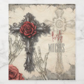 ゴシックビクトリアン様式のバラと十字架 ワインラベル (シングルラベル)