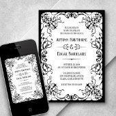 ゴシックビクトリアン白黒結婚式招待状 招待状