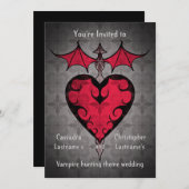 ゴシックビクトリアン風の賭けヴァンパイアハート 招待状 (正面/裏面)