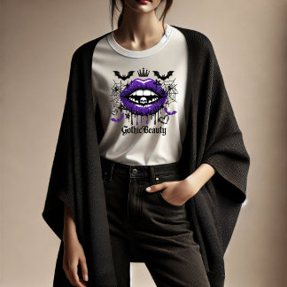 ゴシックビューティー紫の滴る唇Tシャツ Tシャツ