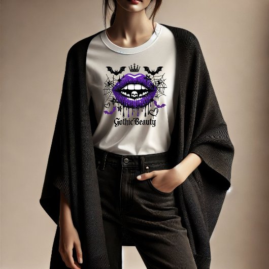 ゴシックビューティー紫の滴る唇Tシャツ Tシャツ