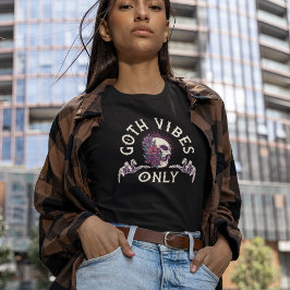 ゴシックビーズオンリースカルと花 Tシャツ