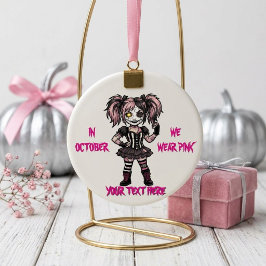 ゴシックピンクのハロウィン 私たちは10月にピンクを着用します セラミックオーナメント