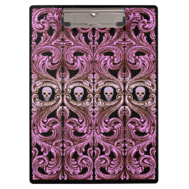 ゴシックピンクオーナメントとスカル クリップボード