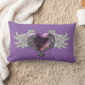 ゴシックピンクハートとエンジェルウィングス装飾用クッション ランバークッション (ブランケット)