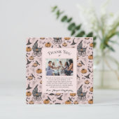 ゴシックピンクビクトリアンベビーサンキューカード 招待状 (スタンド正面)