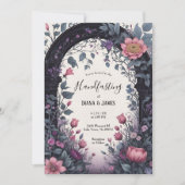 ゴシックピンクフローラガーデンゲートハン異教のダスト 招待状 (正面)