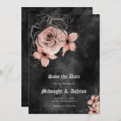 ゴシックピンクフローラスパイダー日付保存招待状 セーブザデート (正面/裏面)
