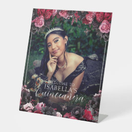 ゴシックピンクレッド&ブラッククインセアニェラウェルカム 台座サイン