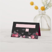 ゴシックピンク赤&ブラックMoody Quinceaenera プレイスカード (正面)