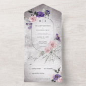 ゴシックピンク&パープルフローラハロウィーンNo Dinner オールインワン招待状 (内側)