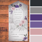 ゴシックピンク&パープルフローラハロウィーンNo Dinner オールインワン招待状