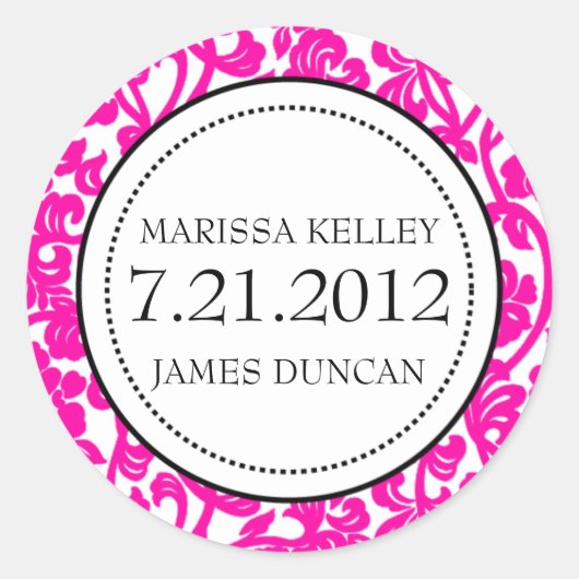 ゴシックピンク&ホワイトフローリッシュ封筒用シール ラウンドシール (正面)