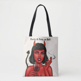 ゴシックファッションのPretty & Petty as Hell デビルガールトートバッグ | ゴ トートバッグ