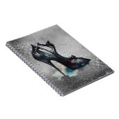 ゴシックファッションスチレットハイヒールとティール（緑がかった色）スプラッシュ ノートブック (右側)