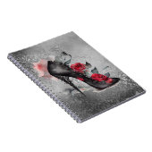 ゴシックファッションスパイクスティレットとレッドローズスプラッシュ ノートブック (右側)