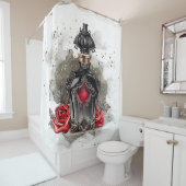 ゴシックファッションビクトリアン香水ボトルとバラ シャワーカーテン (インサイチュ)