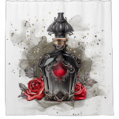 ゴシックファッションビクトリアン香水ボトルとバラ シャワーカーテン (正面)