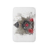 ゴシックファッションビクトリアン香水ボトルとバラ バスマット (正面縦)